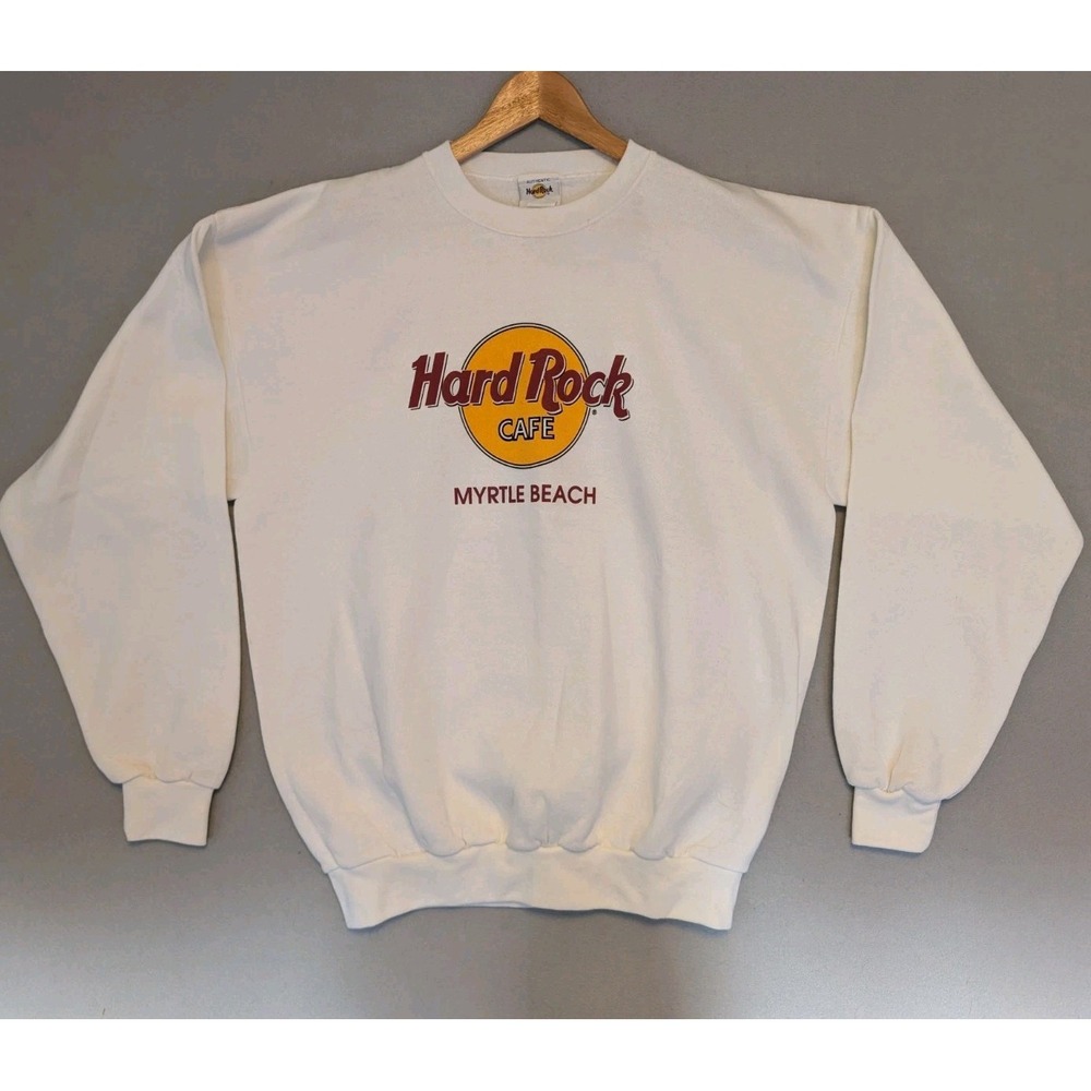 VTG Hard Rock Cafe‎ Myrtle Beach Sweatshirt Size XL White Crewneck Made USA 90s